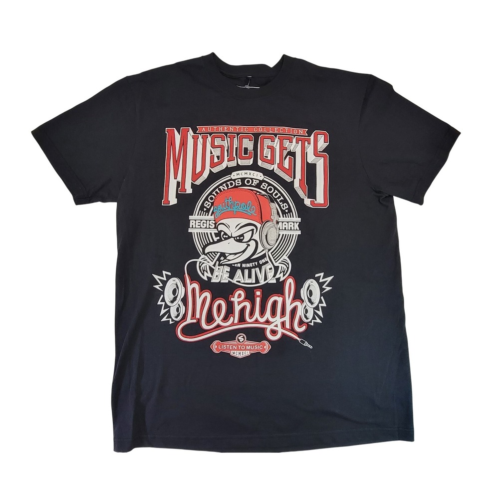 Southpole‎ Mens Graphic T Shirt Black Music Gets Sounds of Souls Hip Hop Tee